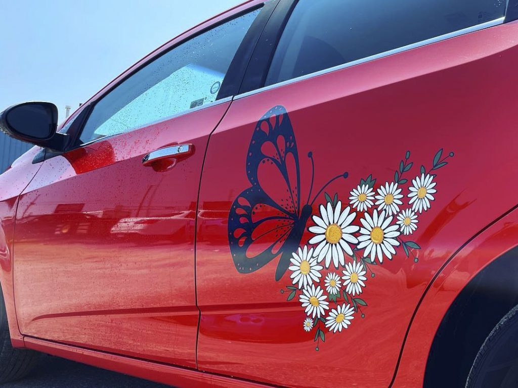 Vehicle Graphics - Butterfly and Flowers